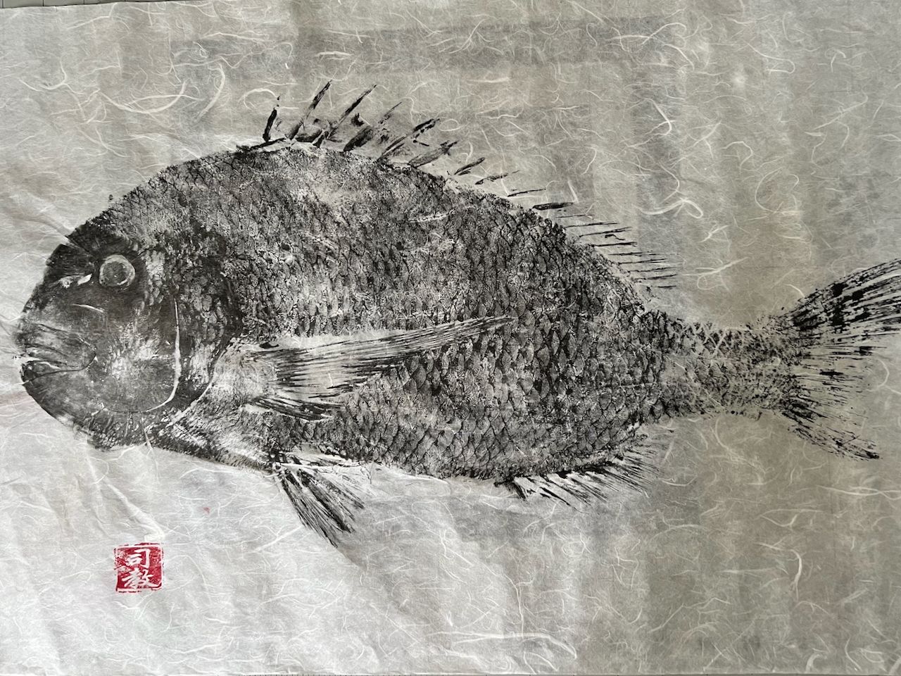 Gyotoaku print of a sheepshead.